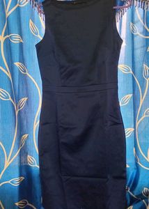 Navy Blue Satin Dress