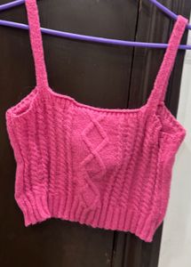 Pink Knit Crop Top