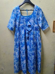 Blue And White Customized Short Gown