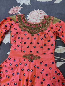 Pink Shade Gown With Net Dupatta