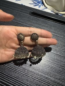 4 Pair Oxidised Jhumka Earrings