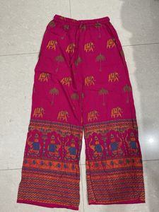 Pink Elephant Print Palazzo Pants