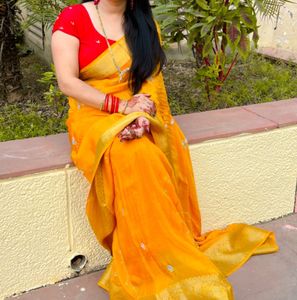 Beautiful Yellow Silk Saree