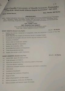 Physiology Question Papers Years Qp Code 3152
