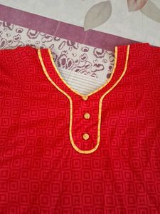 Red Printed Kurta