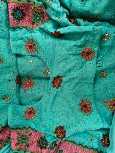 Aqua Embellished Saree with Blouse