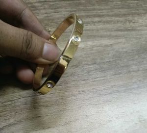 Gold Bangle with Crystal Accents
