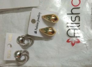 Statement Earring Set: Silver Knot &amp; Gold Teardrop