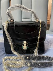 Black Patent Leather Snake Head Bag