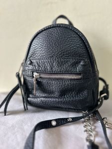 Mini Black Backpack with Chain Detail