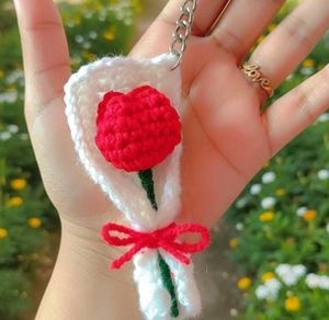 Crochet tulip Bouquet Keychain