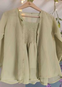 Light Green Smocked Top with Shrug