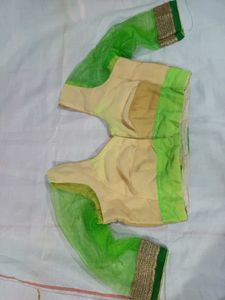 Elegant Green &amp; Beige Blouse