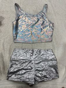 Shiny Silver Two-Piece Set