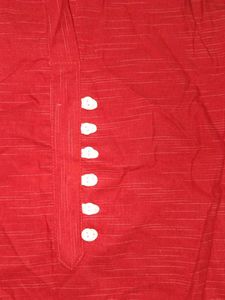 Red Mandarin Collar Shirt