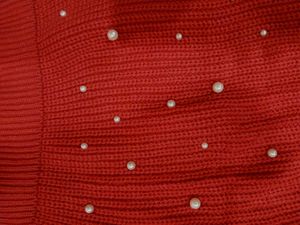 Red Pearl Knit Mini Skirt