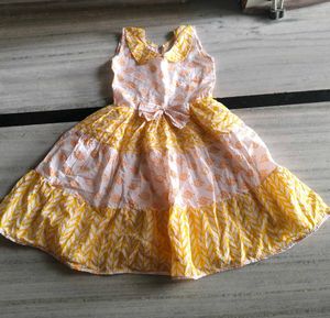 Adorable Floral & Chevron Printed Frock