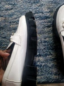 White Loafers with Gold Detail Size 7