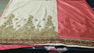 beautiful peach and cream sari with blouse