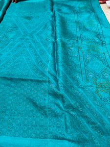 Beautiful Sea green printed silk saree