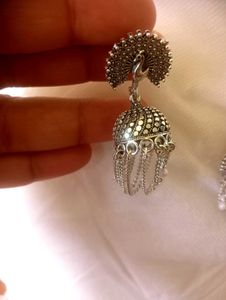 silver jhumkas