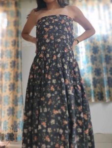 Floral Midi Tube Dress Cum Mermaid Skirt
