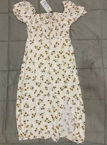 ONLYFloral Print A-line Dress with Tie-Up