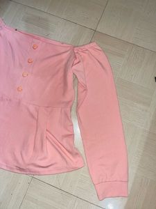 Pink Off-Shoulder Unused Peplum Top