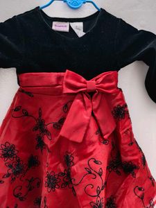 Festive Black & Red Flower Dress (2yrs)