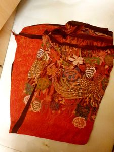 Bright Orangish Red Floral Cotton Saree