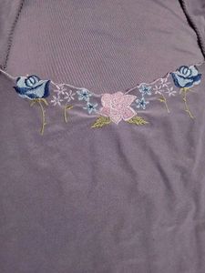Floral Embroidered Lavender Tank Top