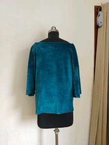 Plus Size Teal Velvet Top