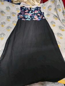 Floral Top Black Maxi Dress