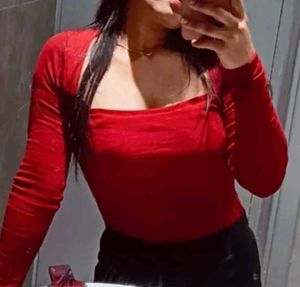 Maroon Square Shaped  Regular Crop Tshirt