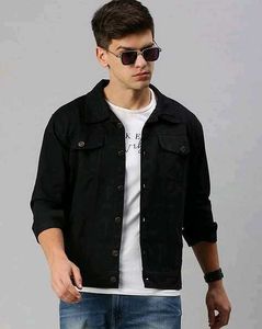 Men's Stylish Black Denim Jacket, M Size