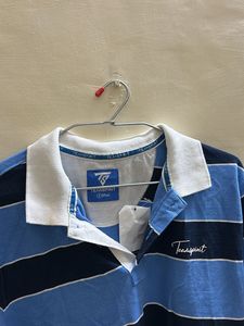 Teamspirit Blue Striped Polo T-shirt