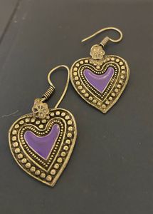 Heart Drop oxidized silver  Earrings
