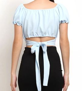 Cute Blue Puff Sleeve Top