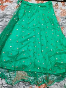 Green Embellished Blouse lehnga with Ruptta