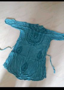 Teal Embroidered Tunic Top