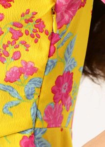 Floral Print Yellow Mini Dress