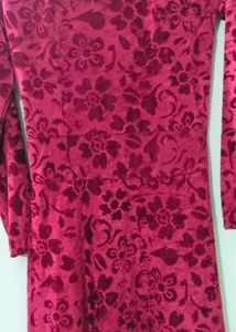 Red Floral Velvet Maxi Dress