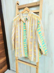 Tan Colour Printed Shirt Size-46