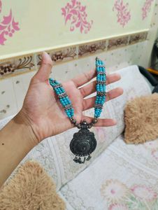 Blue Oxidised Necklace