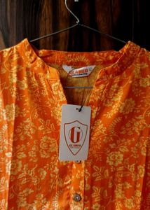 Rustic Orange Floral Kurti – By Glameo