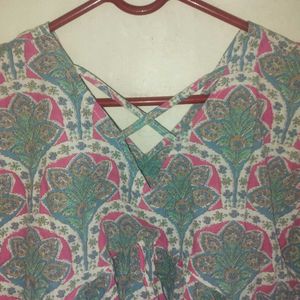 Paisley Print Top with Criss-Cross Back