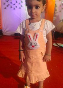 Cute Peach Bunny Jumper Dress