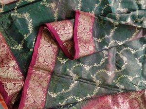Green And Maroon Pure Silk Saree