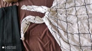 Stylish Checkered Tie-Front Top