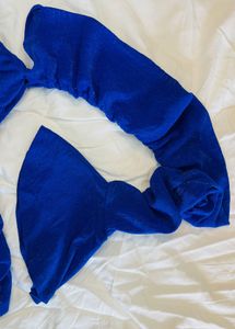 Blue Ruched Sleeve Top